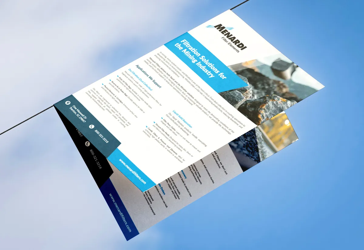 Menardi Filters industry brochure — filtration solutions for the mining industry